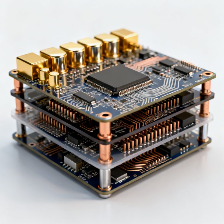PCB Industry Trends 2025 2030 AI EV Advanced Packaging featured cover image showing a futuristic automated electronics manufacturing facility processing high-layer-count AI server boards and EV power modules