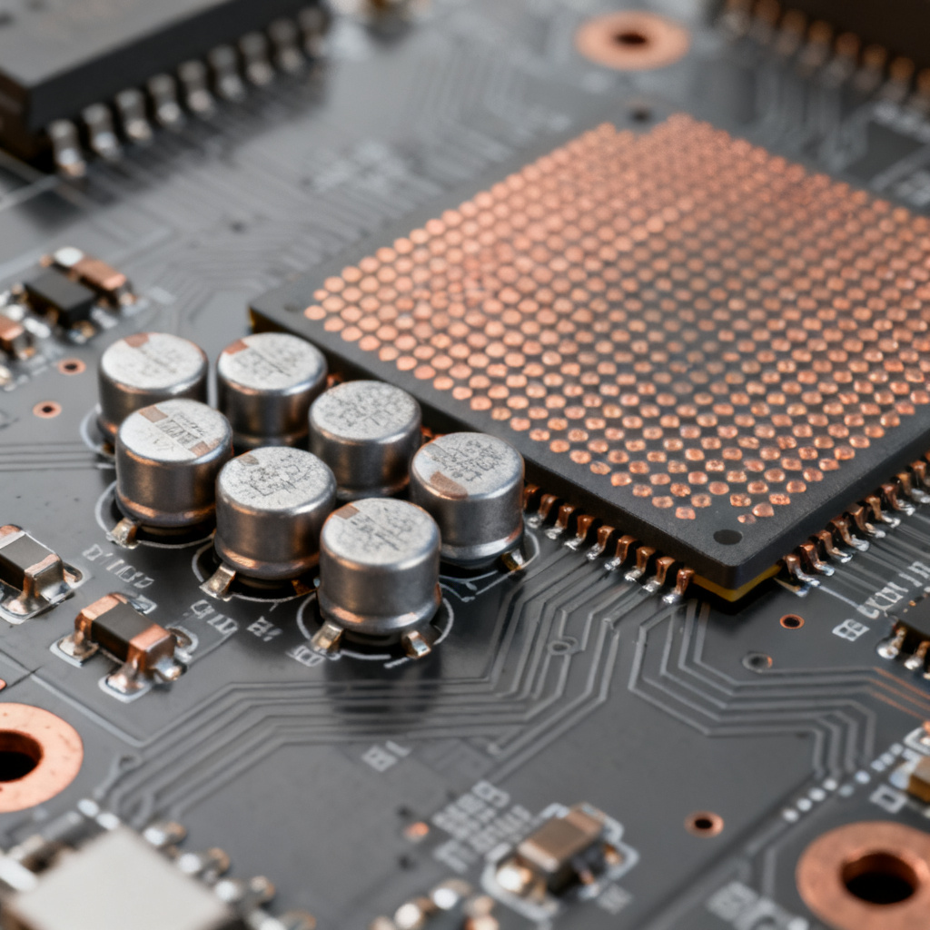 Decoupling capacitor placement on PCB near IC power pins for optimal Power Integrity