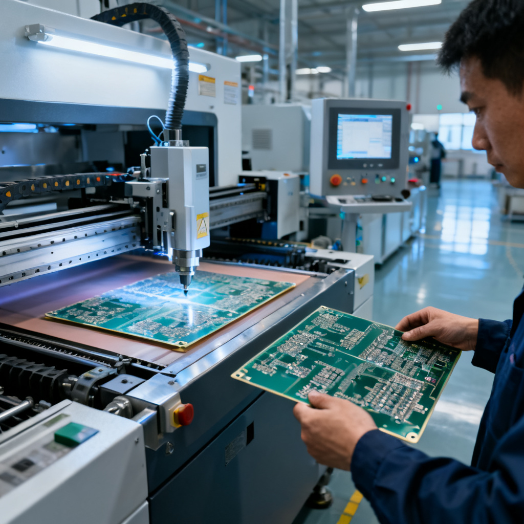 High-Layer Count PCB manufacturing process showing lamination and drilling