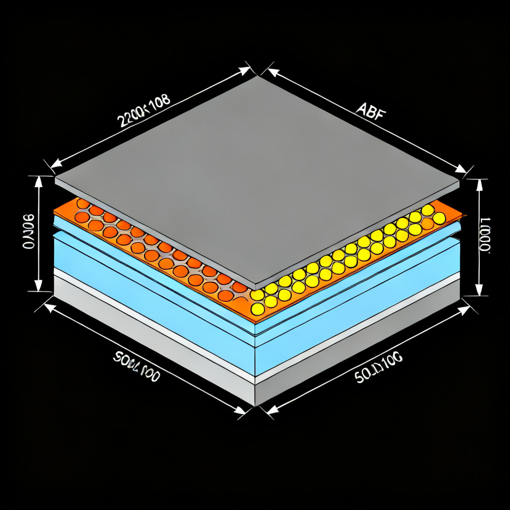 IC Substrate cross-section showing core layer build-up layers and microvias for advanced packaging