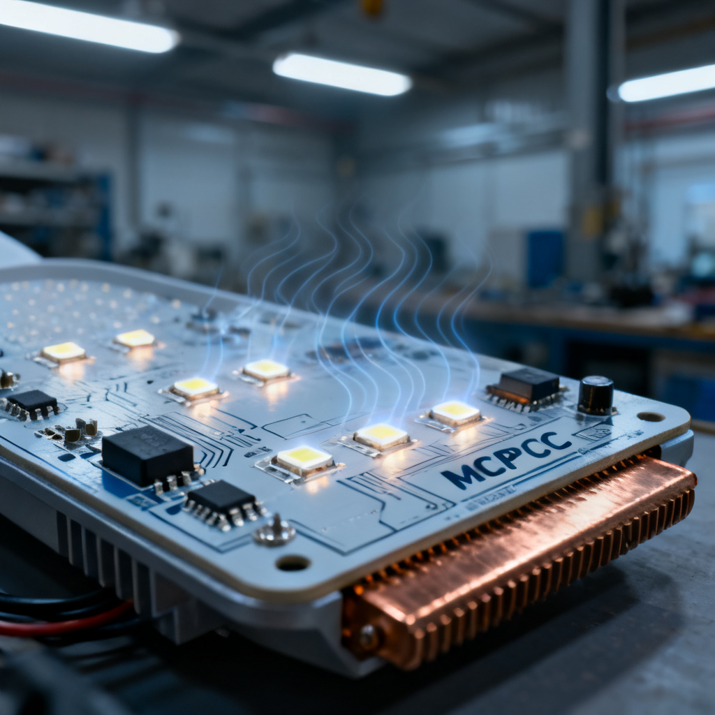 MCPCB application in LED lighting and automotive electronics showing thermal management benefits