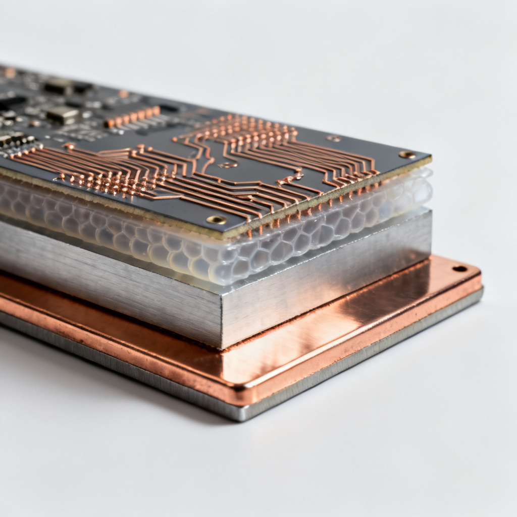 Metal Core PCB with aluminum and copper base layers showing thermal management structure