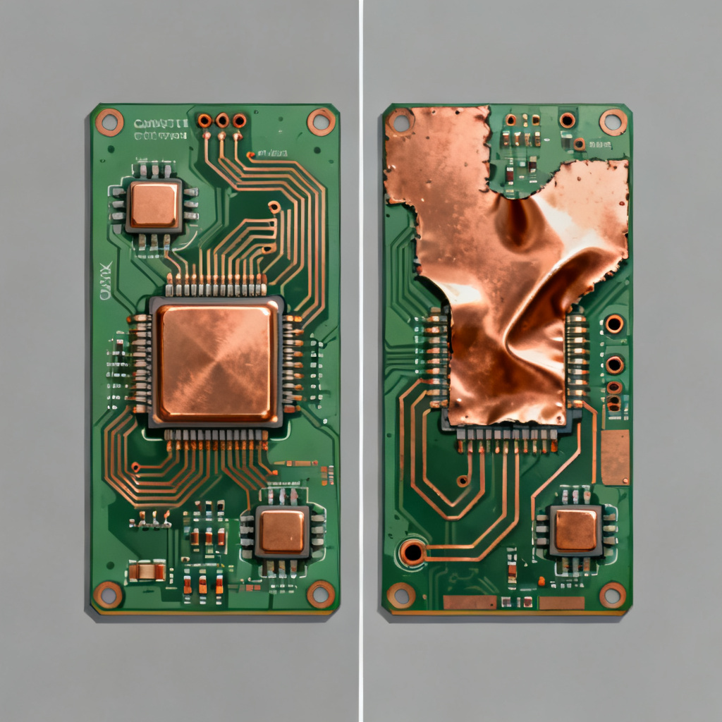 Common DFX pitfalls in PCB design including thermal relief and copper balance issues