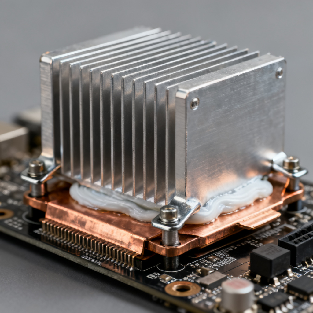 PCB heatsink design showing aluminum and copper heatsink attachment methods