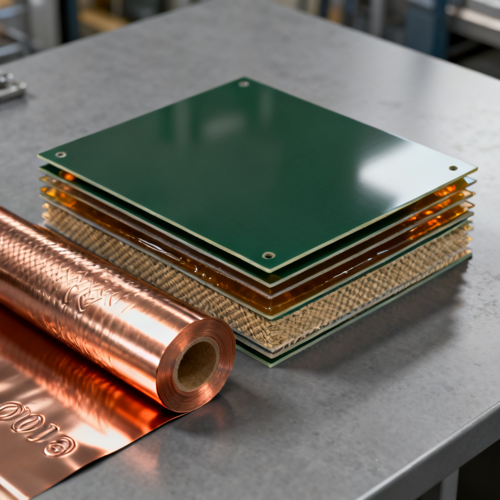 PCB manufacturing process raw material FR-4 prepreg and copper foil