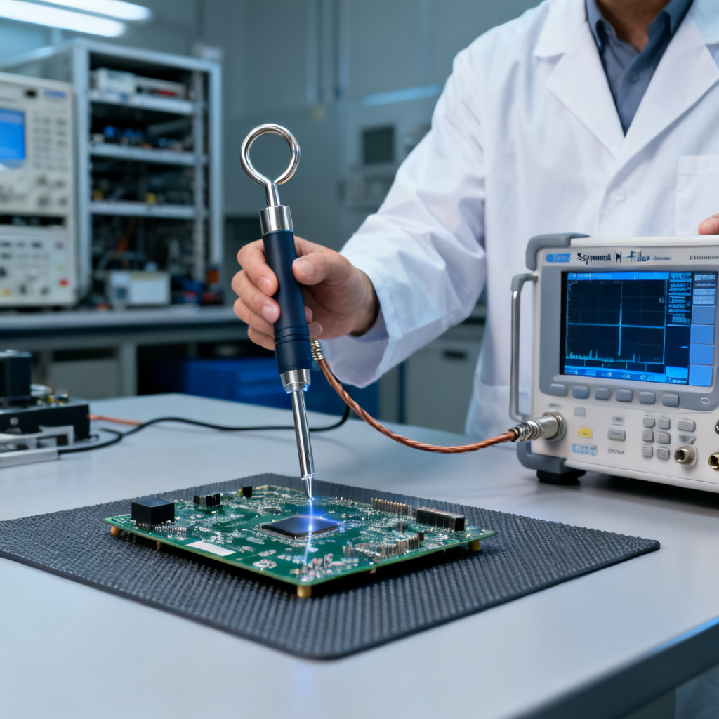 Pre-compliance EMC testing with near-field probe for EMI/EMC compliance