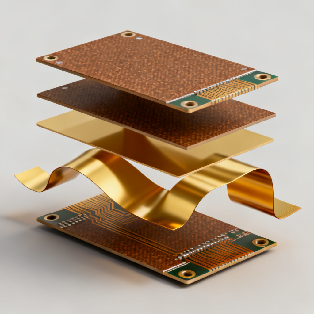 Rigid-flex PCB stackup design showing rigid and flexible layer integration