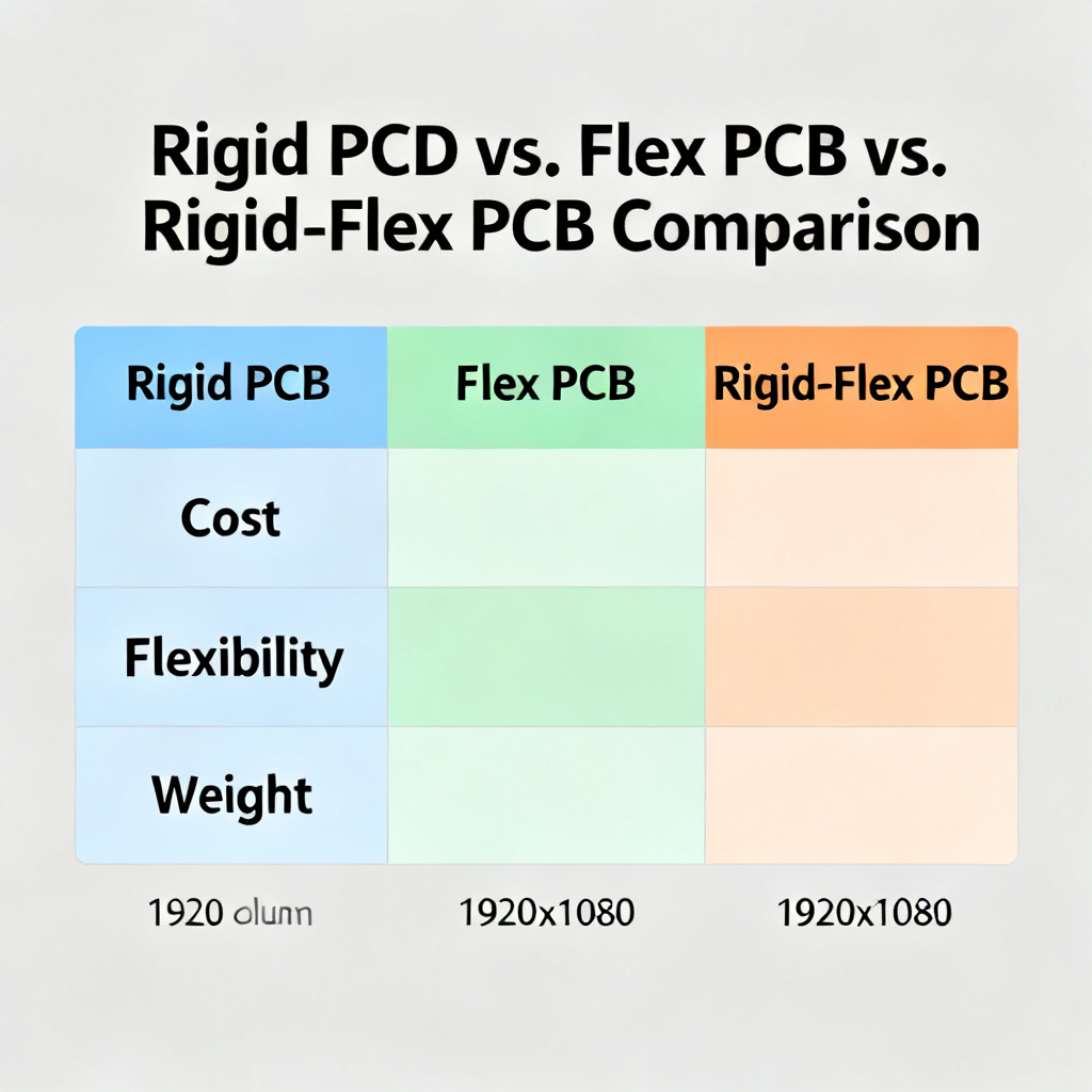 Rigid flex rigidflex comparison table chart for PCB type comparison