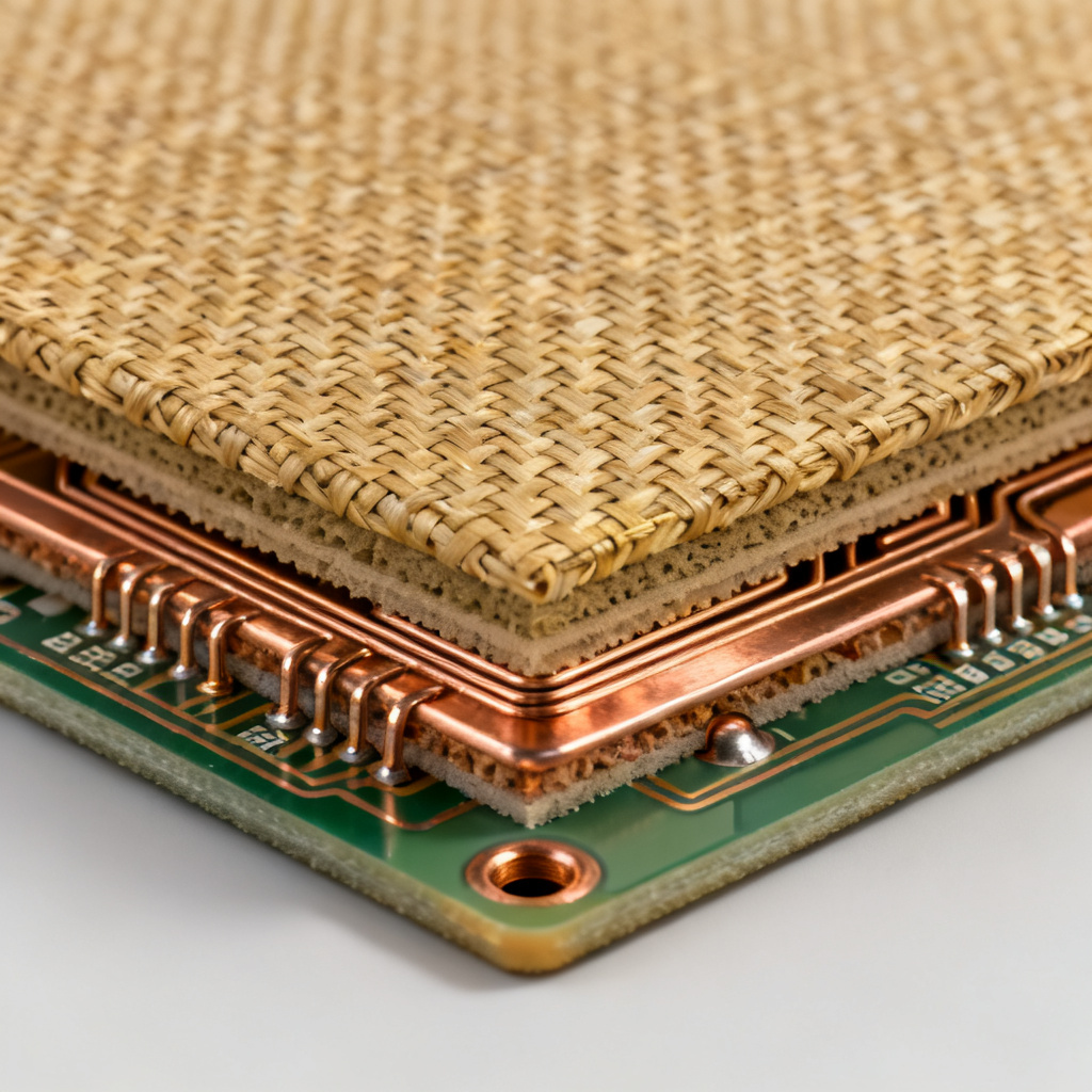 Cross-section of a rigid PCB showing FR-4 substrate and copper layers