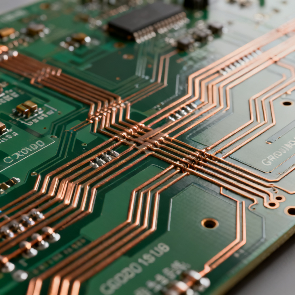 Signal integrity impedance control on PCB showing trace width and reference plane