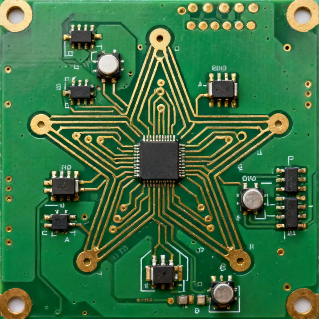Single-point star grounding PCB layout example for low-frequency analog circuits