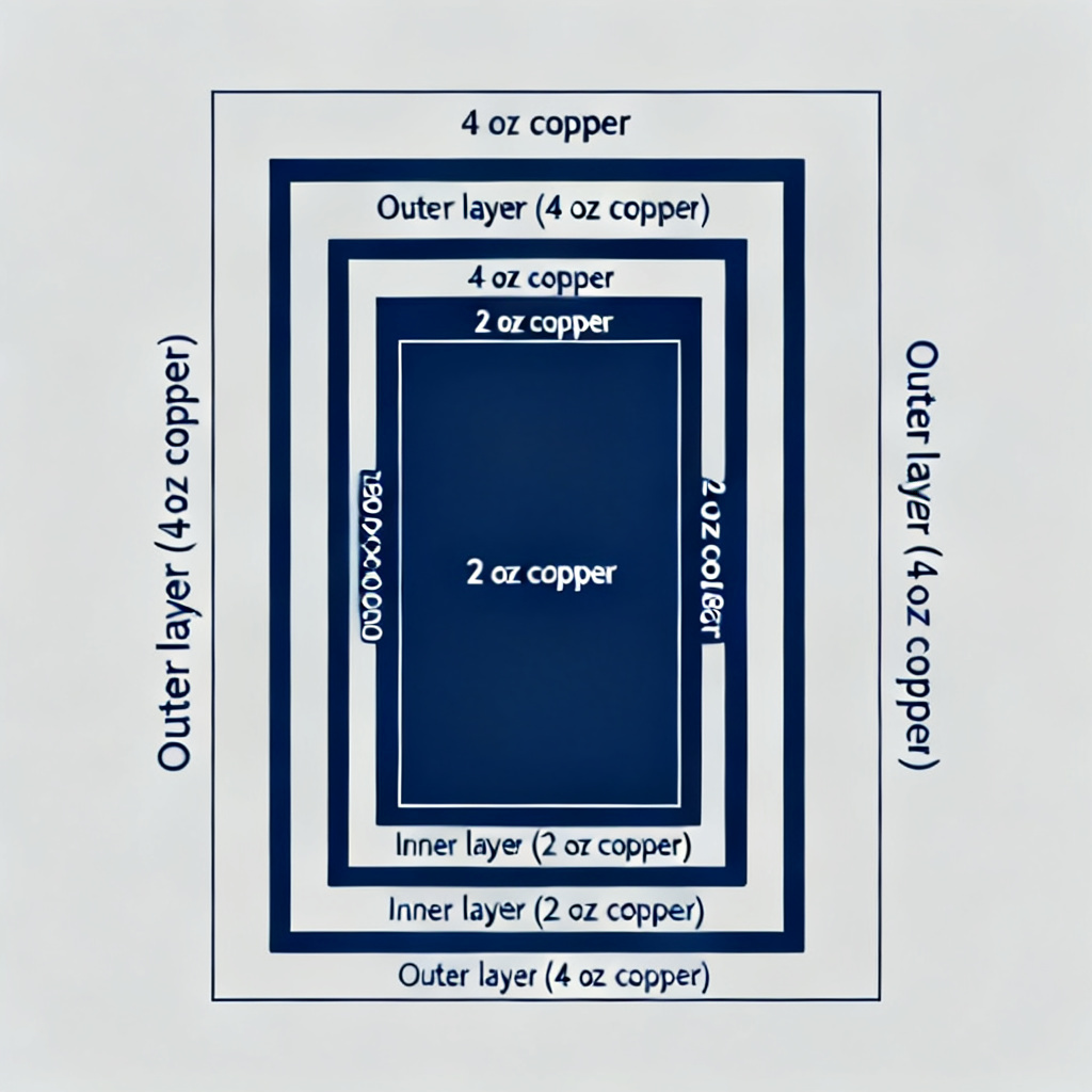 Symmetrical thick copper stackup design for multi-layer PCB with heavy copper
