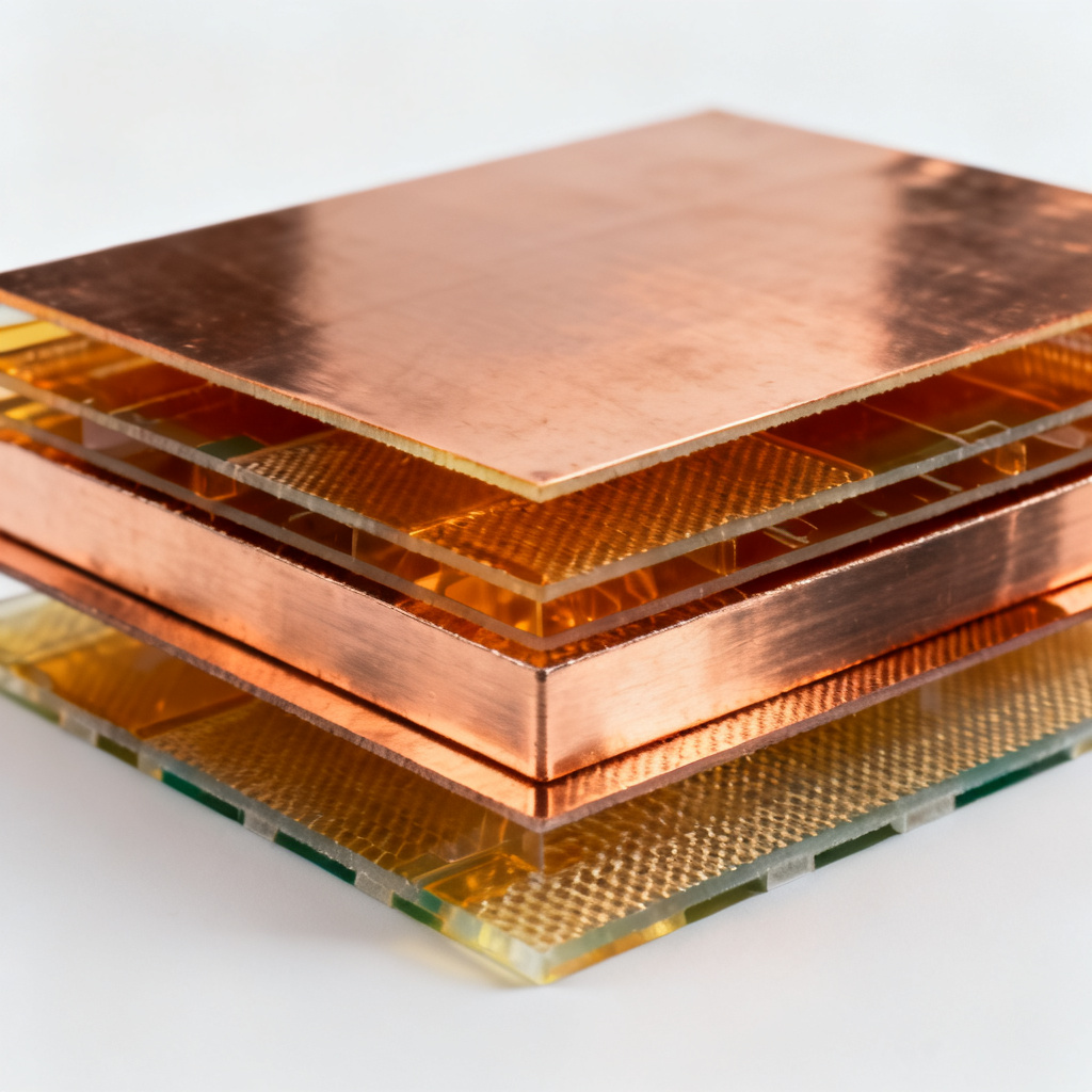 Thick copper PCB stackup overview showing heavy copper layers and dielectric materials
