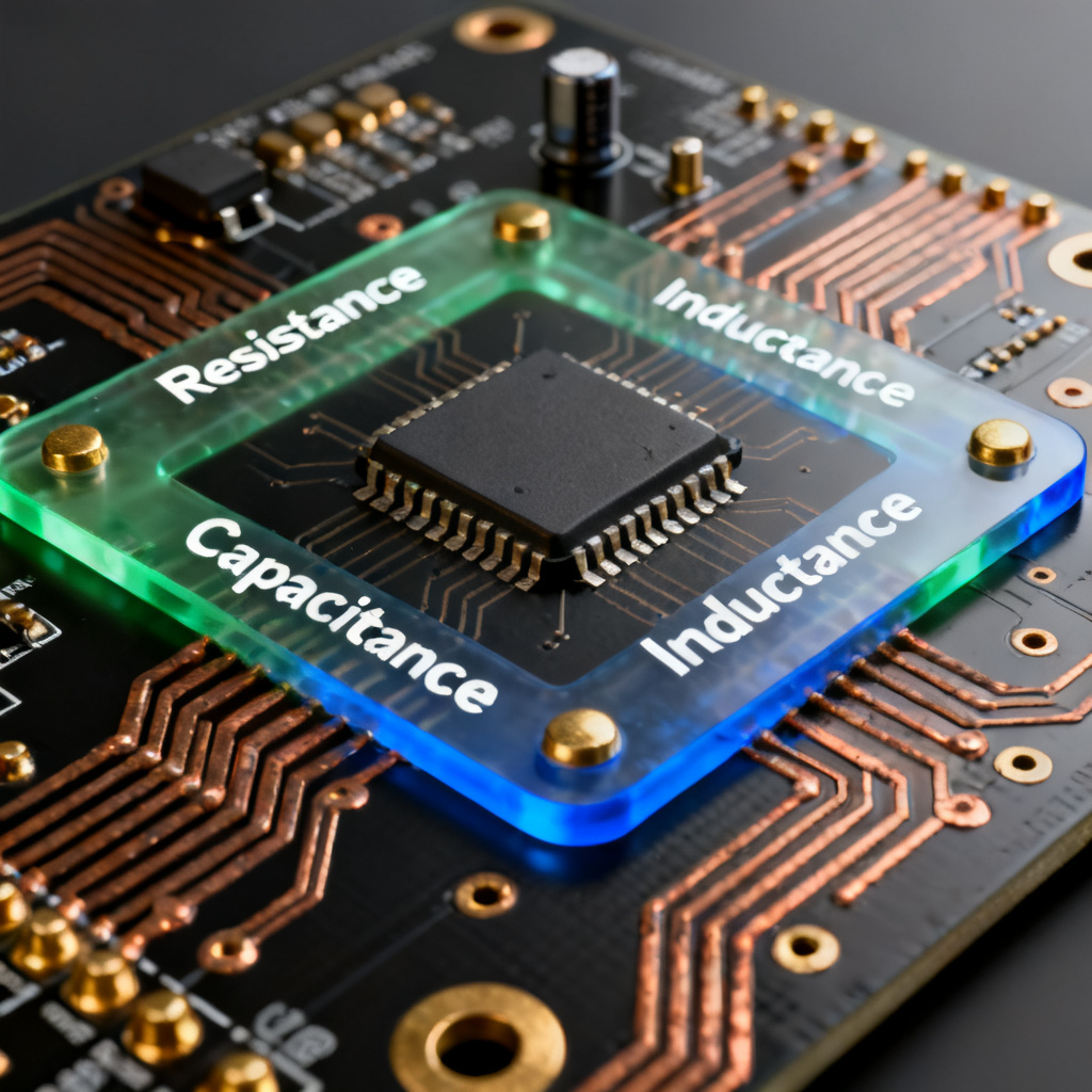 Electrical Parameters Resistance Capacitance Inductance PCB design overview with copper traces and multilayer board