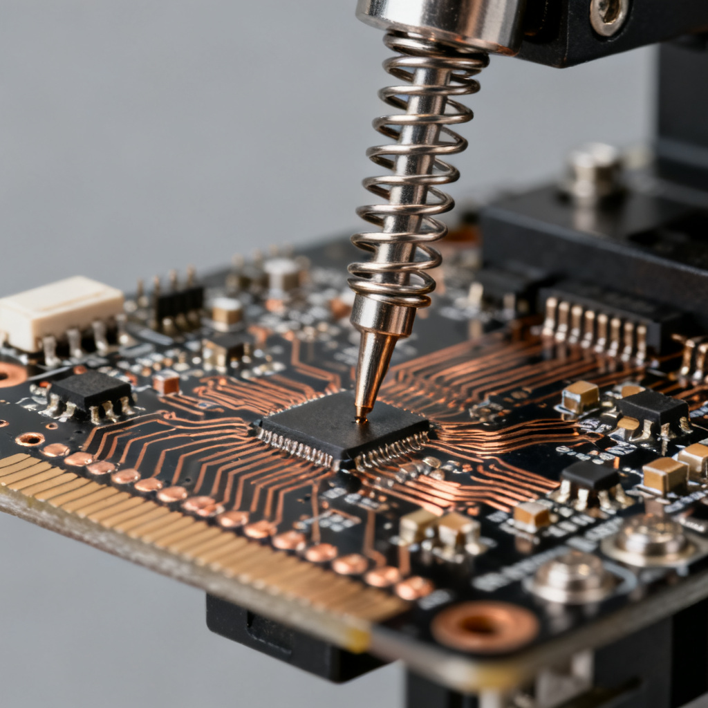 ICT bed-of-nails testing fixture for high-volume PCB test method comparison