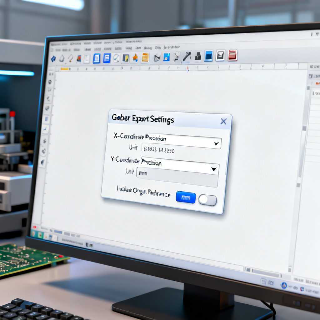 PCB coordinate precision setting for Gerber output in design software interface