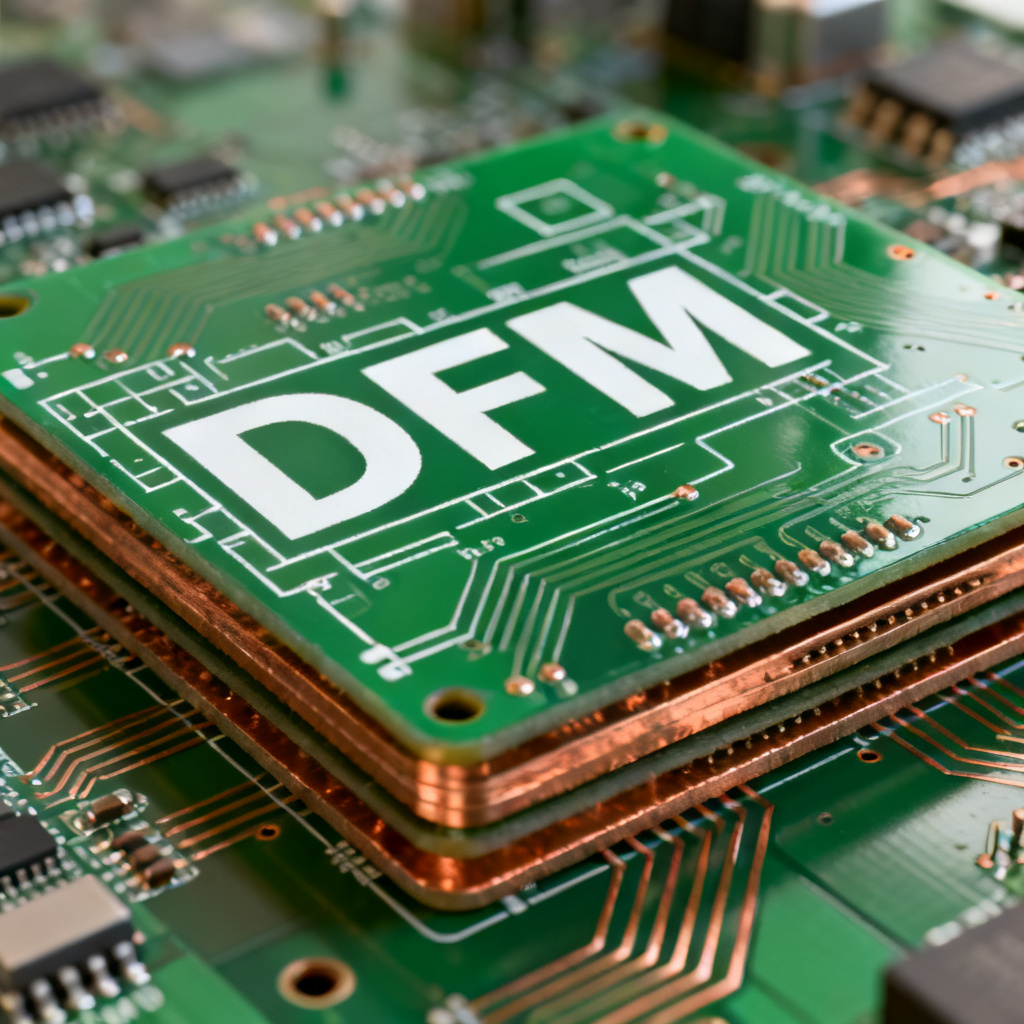 PCB DFM guidelines for yield improvement showing multi-layer board with annotations