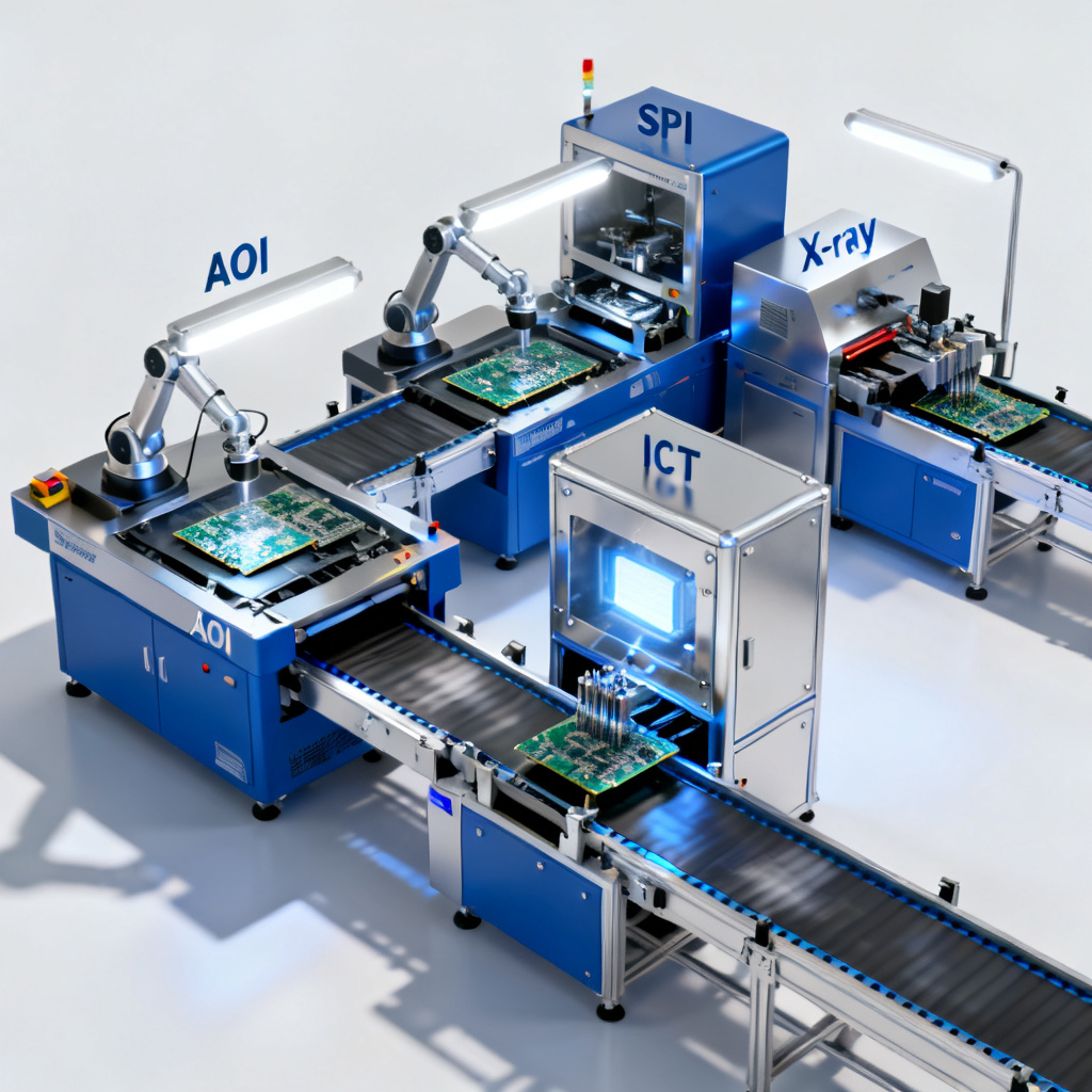 PCB Inspection Methods AOI SPI X-ray ICT overview showing automated quality control