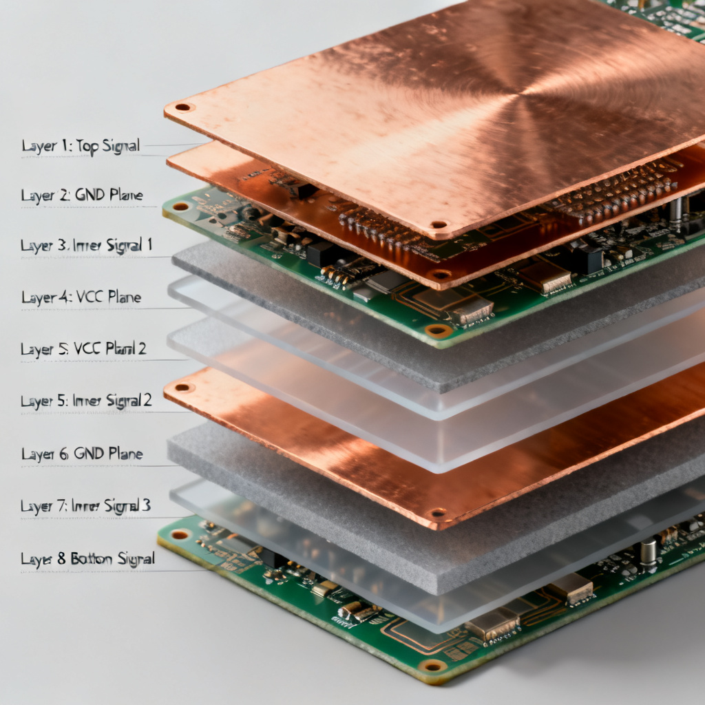 PCB stack-up design for high-speed signal integrity showing layer structure
