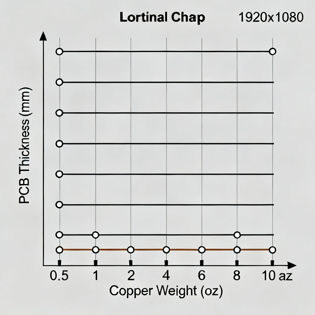 PCB thickness and copper weight chart for stackup design showing standard dimensions