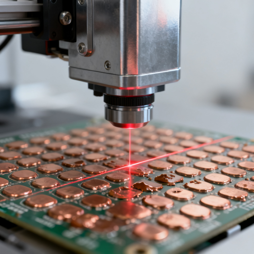 Solder Paste Inspection SPI 3D laser measurement of paste volume on PCB