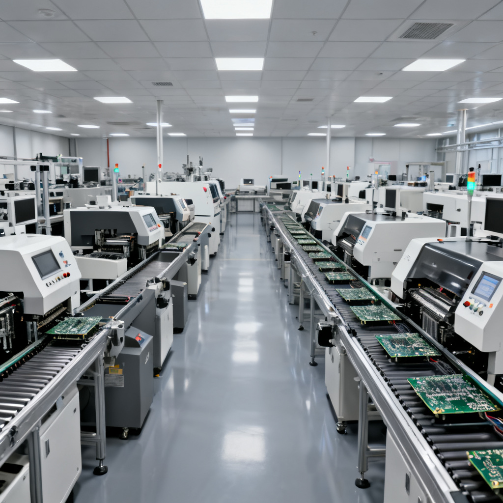 Turnkey PCBA assembly line with automated pick-and-place machines and solder paste printing