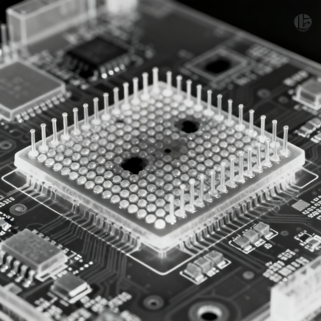 X-ray PCB inspection showing BGA solder joint voids and internal defects
